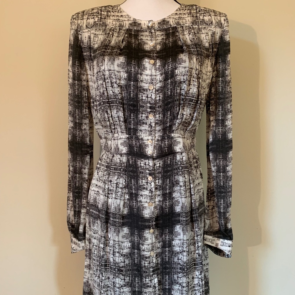 Theyskens' Theory | Dress in Gray White Multicolor Silk High-low Hem